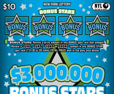 $3,000,000 BONUS STARS New York scratch-off ticket