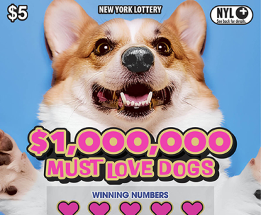 $1,000,000 MUST LOVE DOGS New York scratch-off ticket