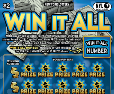 WIN IT ALL New York scratch-off ticket