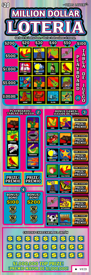 Million Dollar Loteria Texas scratch-off ticket