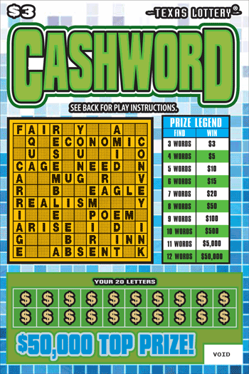 Cashword Texas scratch-off ticket