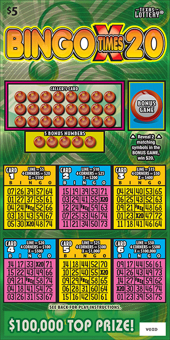 Bingo Times 20 Texas scratch-off ticket