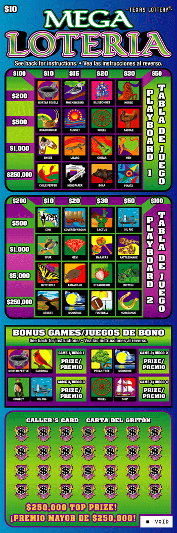 Mega Loteria Texas scratch-off ticket