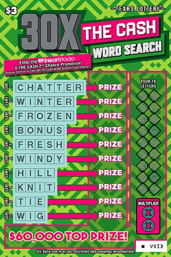 30X The Cash Word Search Texas scratch-off ticket