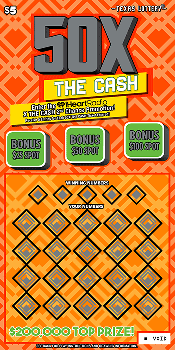 50X The Cash Texas scratch-off ticket
