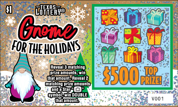Gnome for the Holidays Texas scratch-off ticket