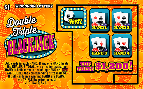 DOUBLE TRIPLE BLACKJACK Wisconsin scratch-off ticket