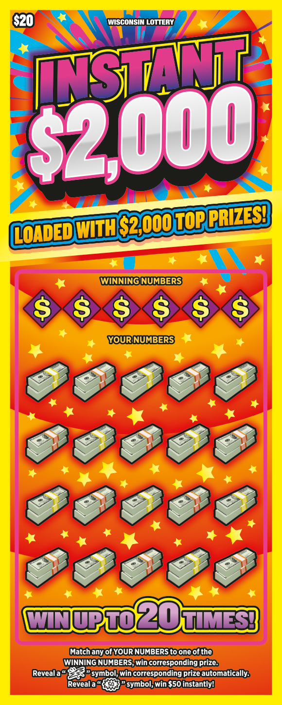 INSTANT $2,000 Wisconsin scratch-off ticket