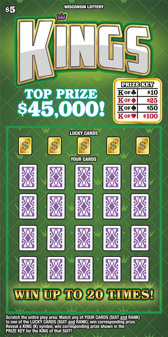 KINGS Wisconsin scratch-off ticket