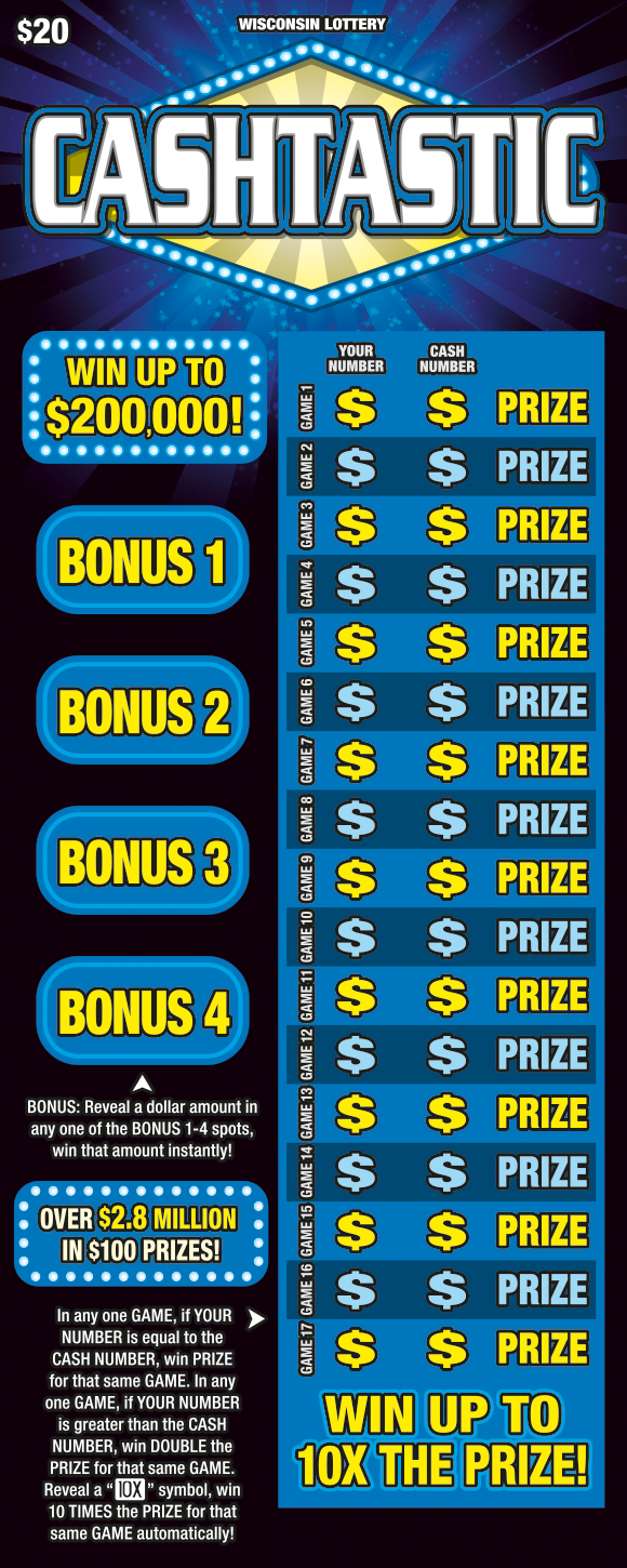 CASHTASTIC Wisconsin scratch-off ticket
