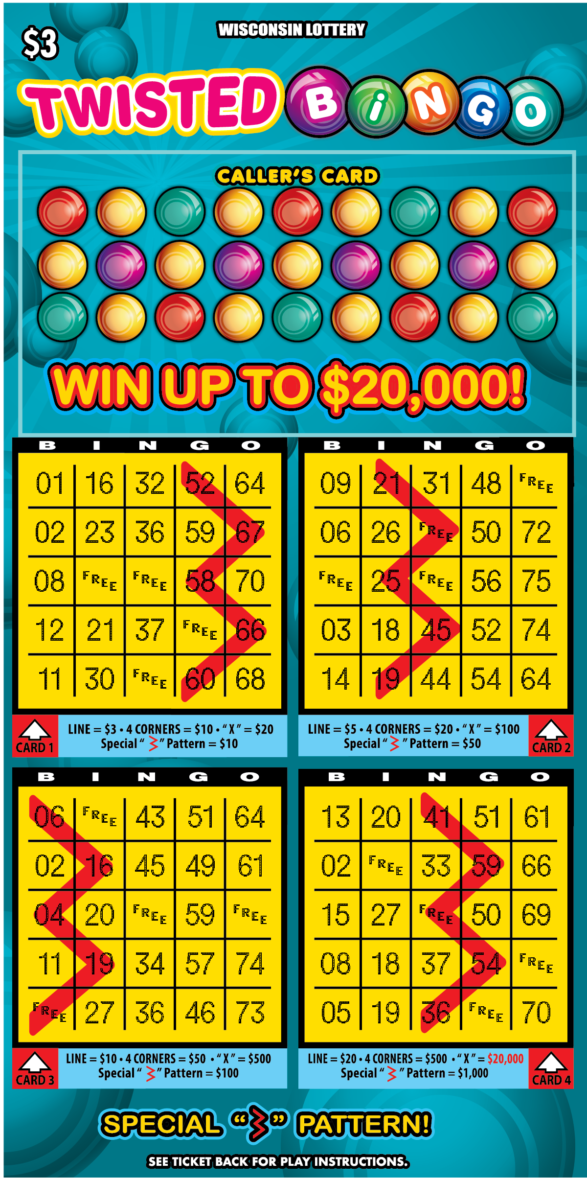 TWISTED BINGO Wisconsin scratch-off ticket