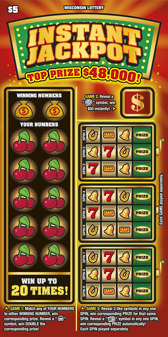 INSTANT JACKPOT Wisconsin scratch-off ticket