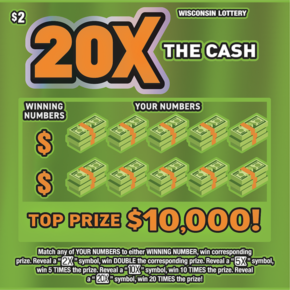 20X THE CASH Wisconsin scratch-off ticket