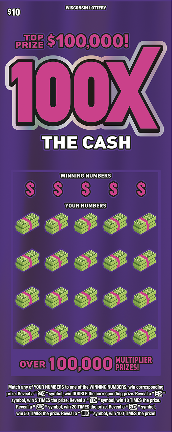 100X THE CASH Wisconsin scratch-off ticket