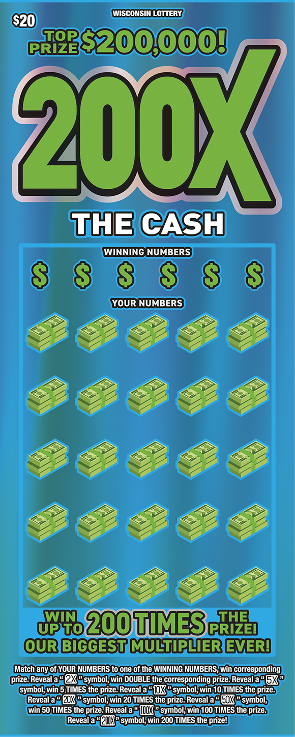 200X THE CASH Wisconsin scratch-off ticket