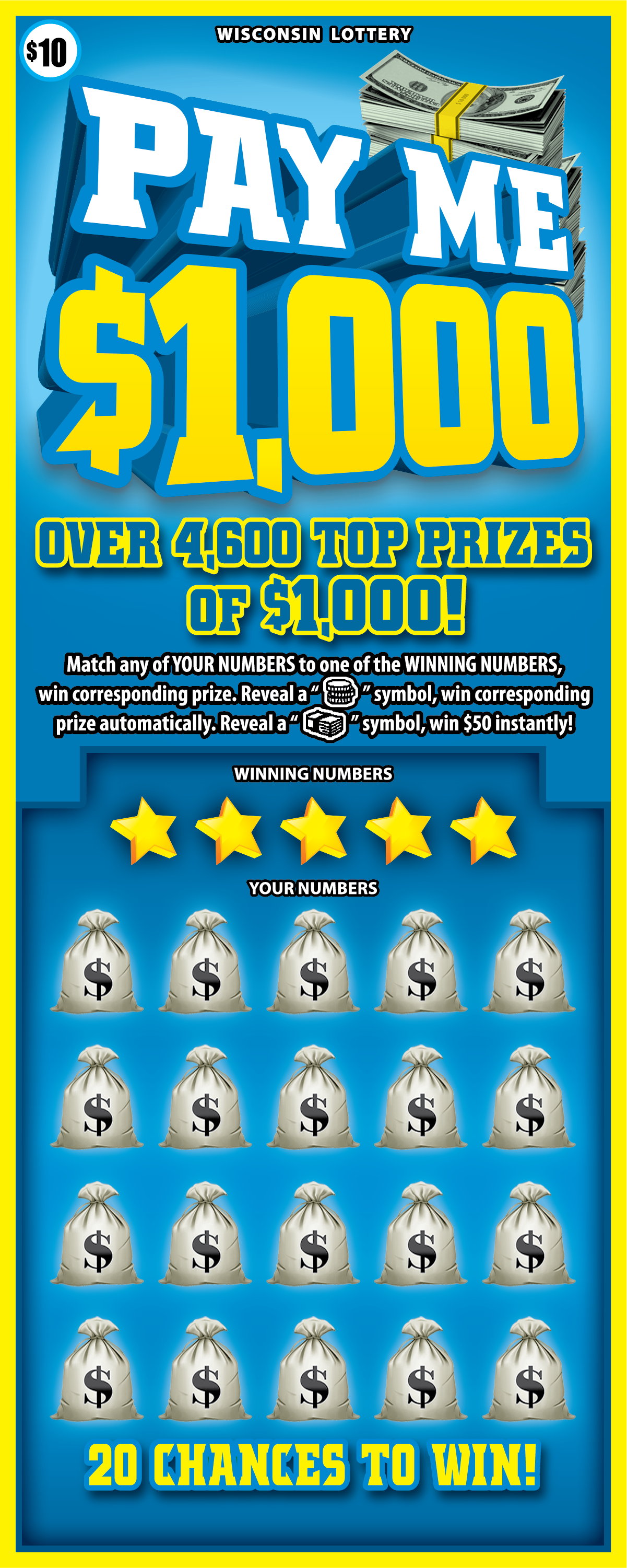 PAY ME $1,000 Wisconsin scratch-off ticket