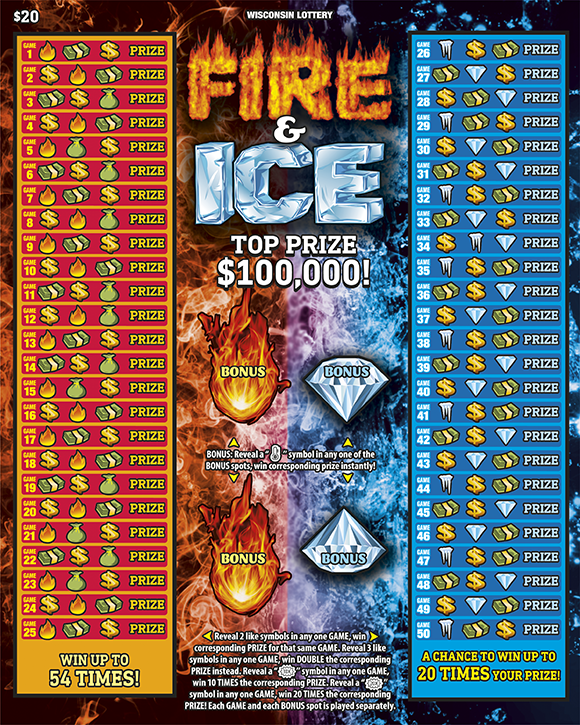 FIRE &amp; ICE Wisconsin scratch-off ticket