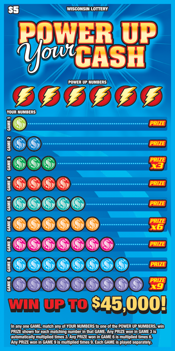 POWER UP YOUR CASH Wisconsin scratch-off ticket