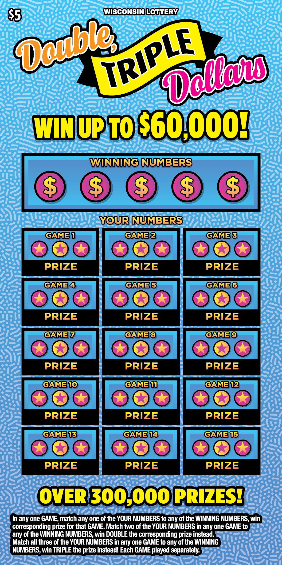 DOUBLE TRIPLE DOLLARS Wisconsin scratch-off ticket
