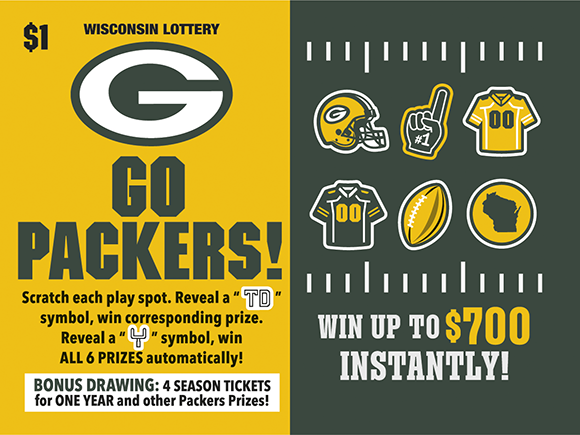 GO PACKERS Wisconsin scratch-off ticket