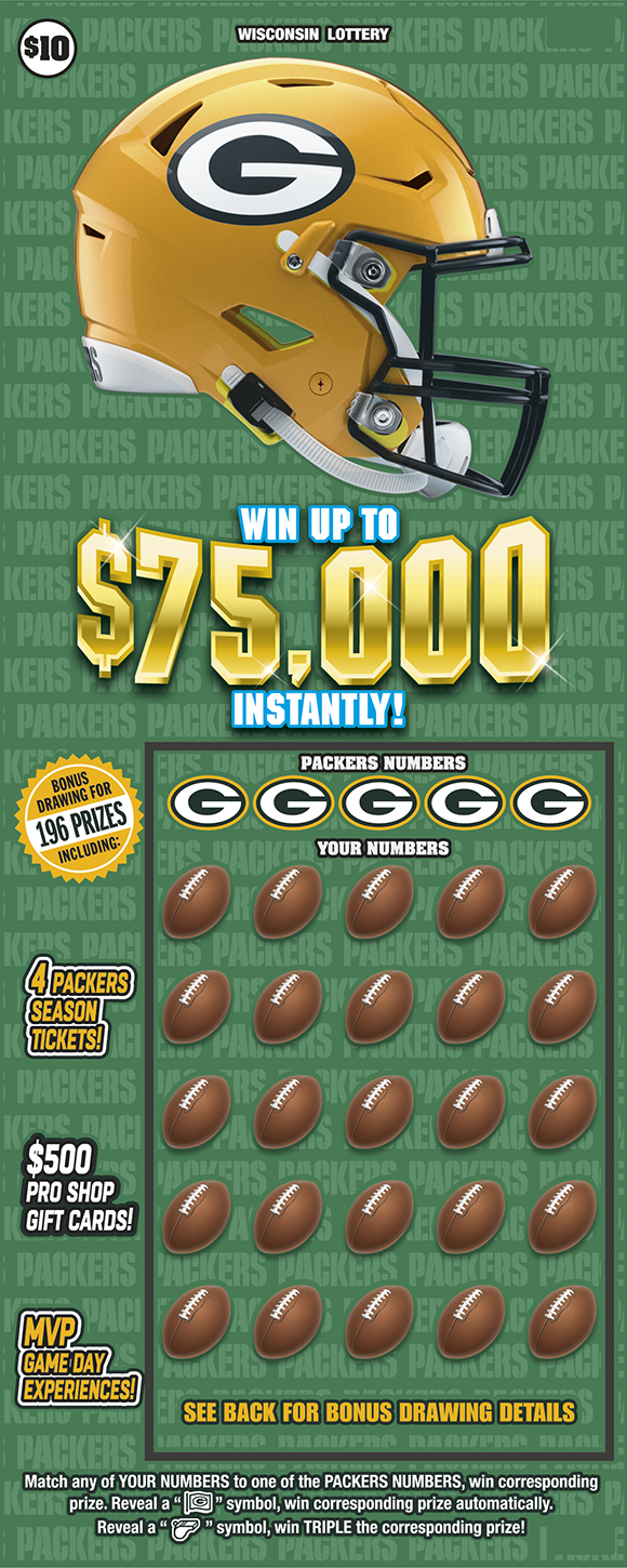 $10 PACKERS Wisconsin scratch-off ticket