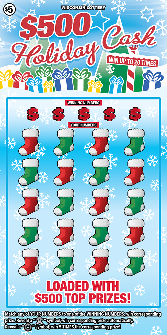 500 HOLIDAY CASH Wisconsin scratch-off ticket