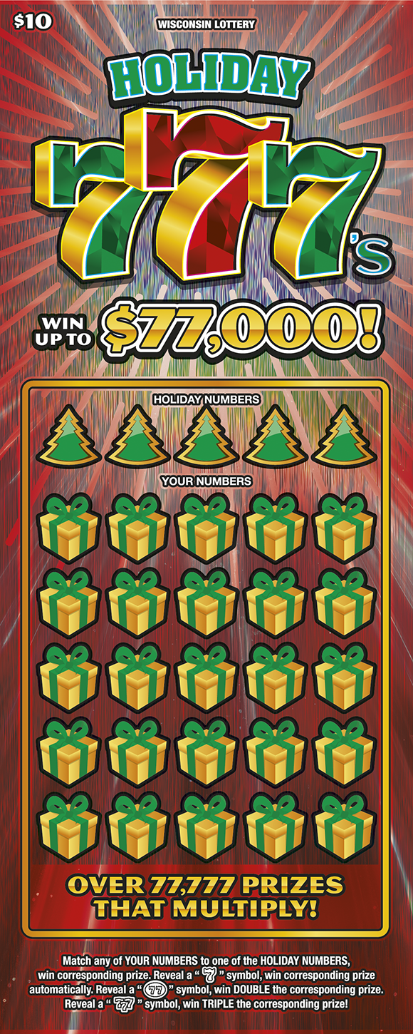 HOLIDAY 777S Wisconsin scratch-off ticket