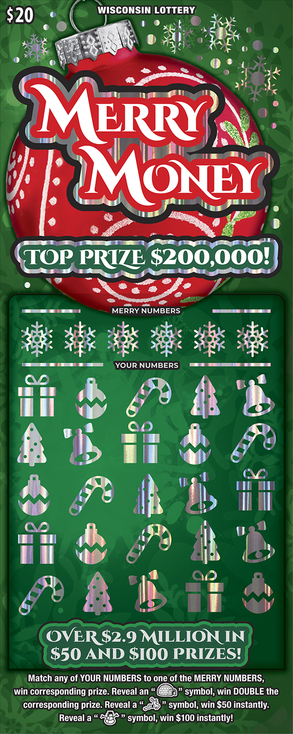 MERRY MONEY Wisconsin scratch-off ticket